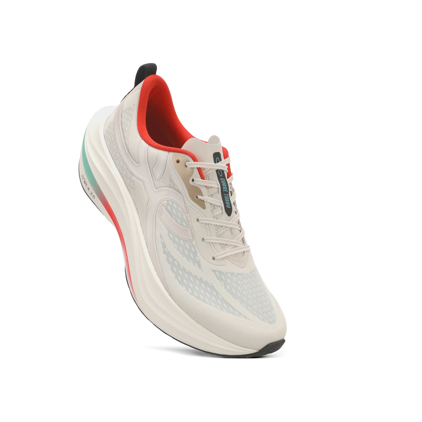 Zapatilla Running Mujer Corre TURBO Celeste/Rojo/Arena