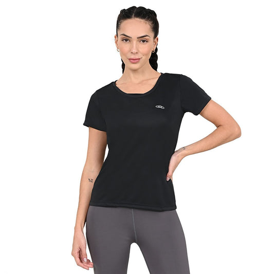 POLERA ESSENTIAL MANGA CORTA NEGRA MUJER