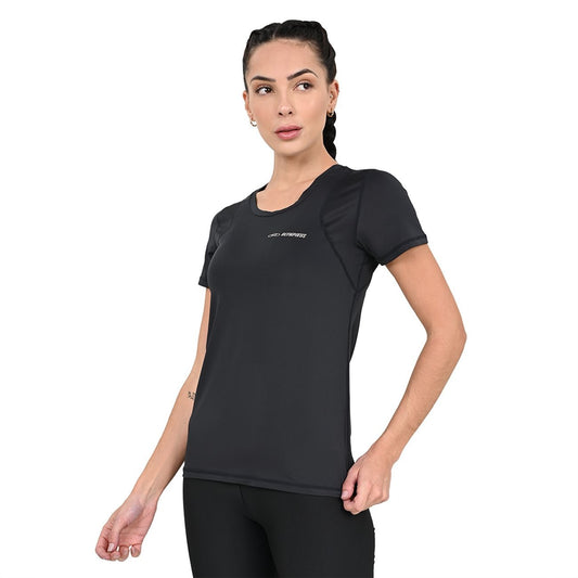 POLERA RECORTES NEGRA MUJER