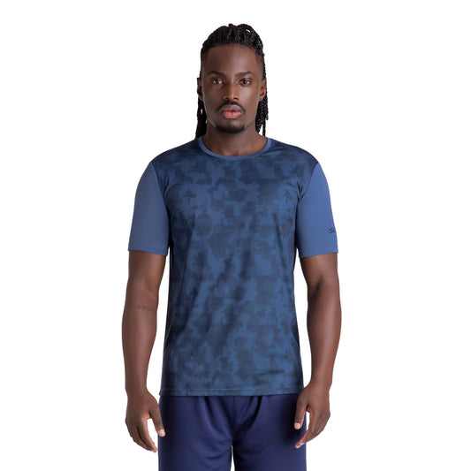 POLERA BASIC STAMP MANGA CORTA AZUL HOMBRE