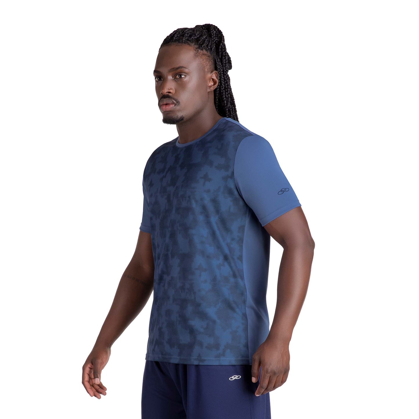 POLERA BASIC STAMP MANGA CORTA AZUL HOMBRE