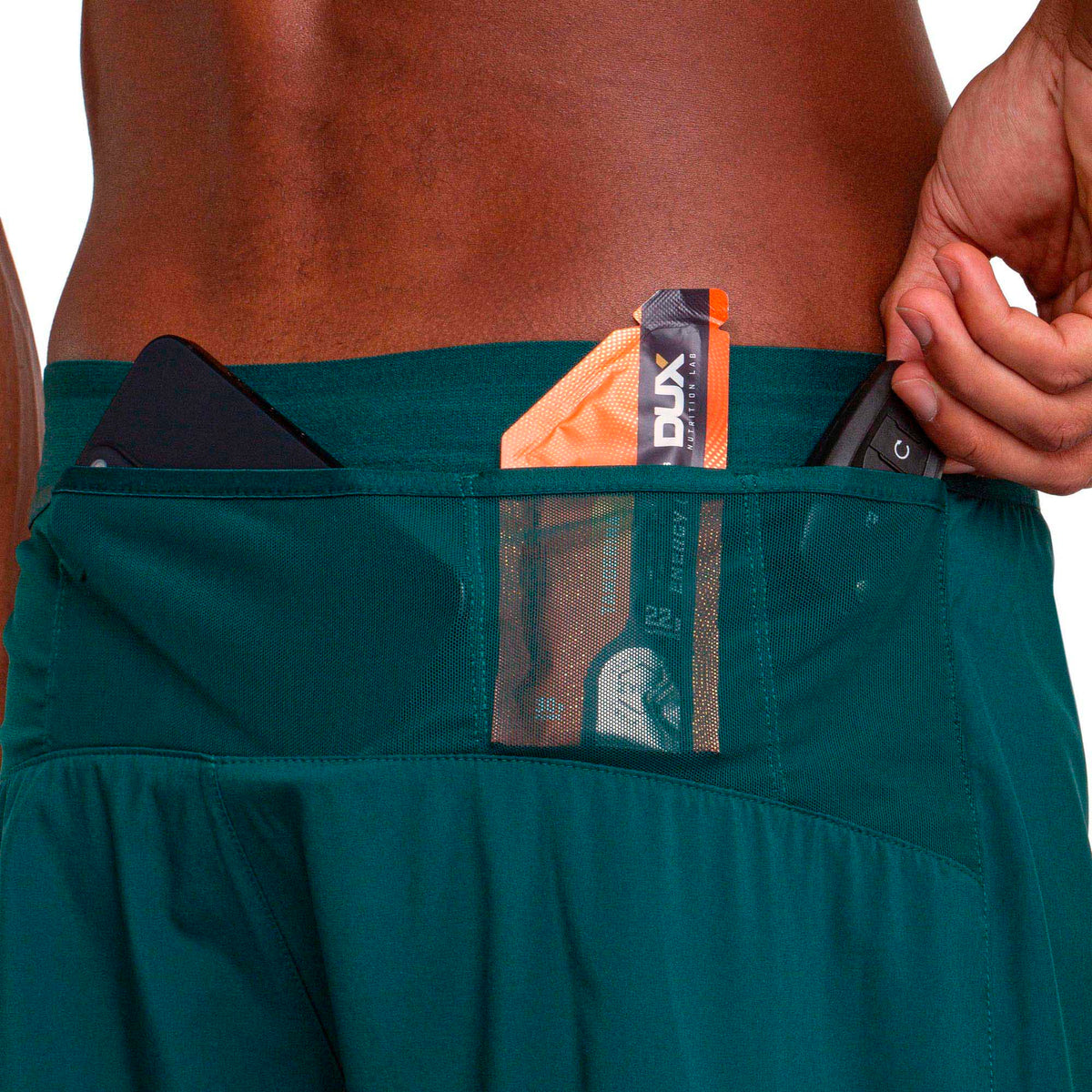 SHORT CORRE FOCO 2 EN 1 5" AZULADO HOMBRE